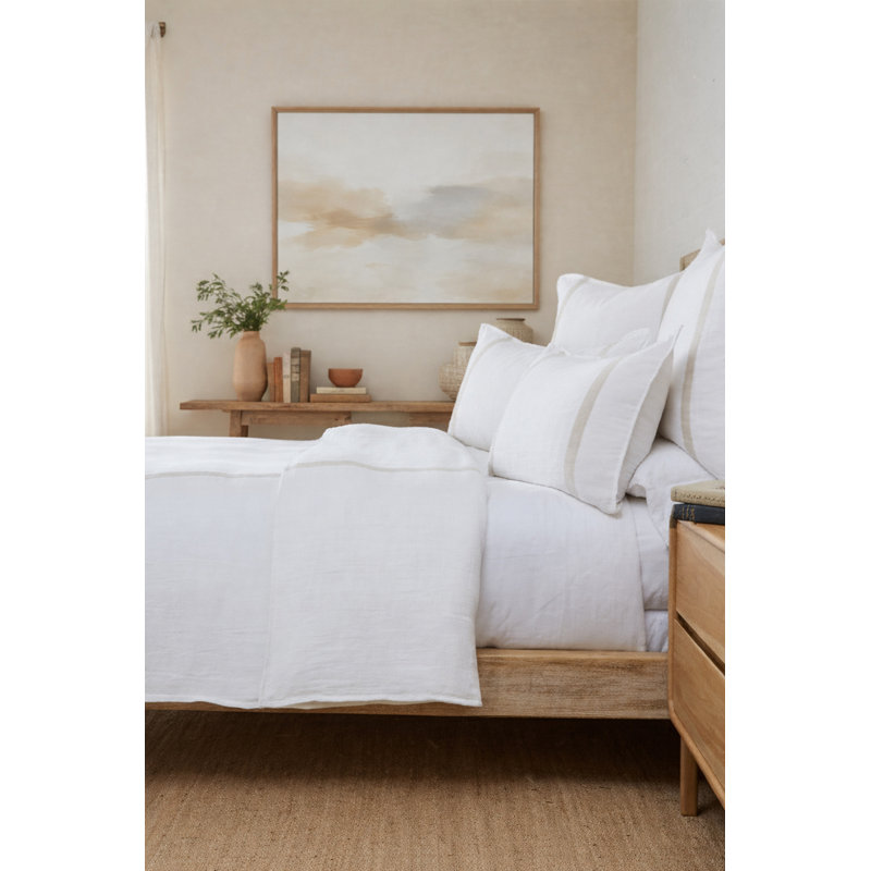  Housse de couette 100% lin Rory Herringbone, Housse de couette pour grand lit, Blanc