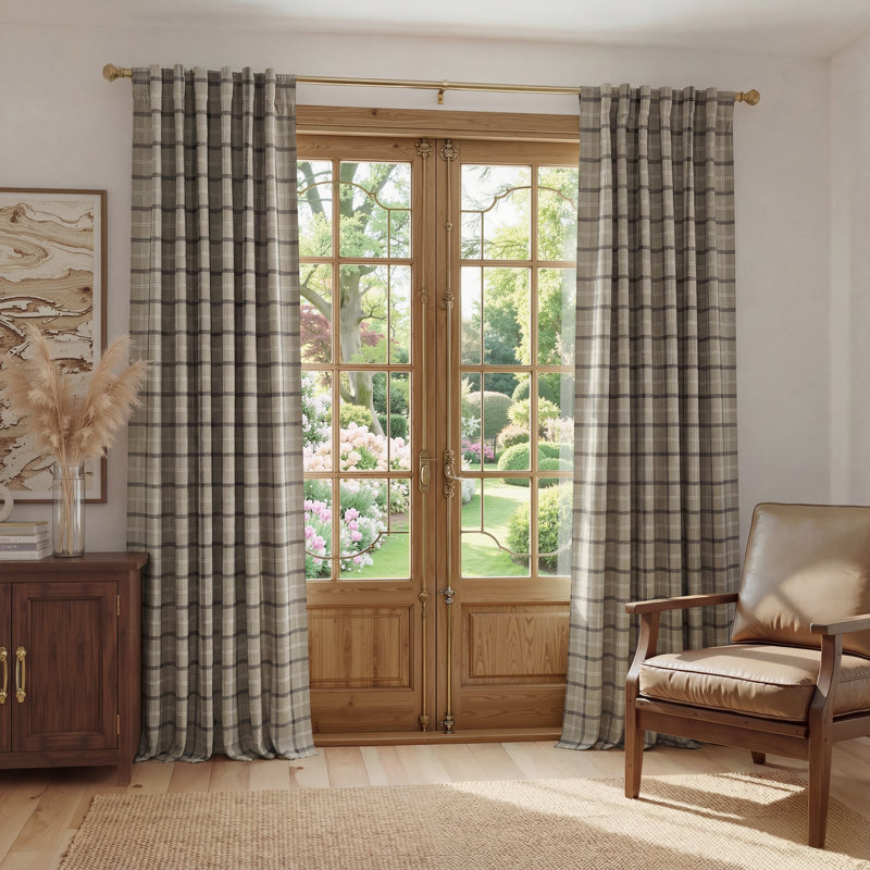  Farmhouse Buffalo Plaid Curtains, Plaid 100% Blackout Buffalo Check Pattern Bedroom Rod Pocket Back Tab Gingham Curtains, 2 Panels