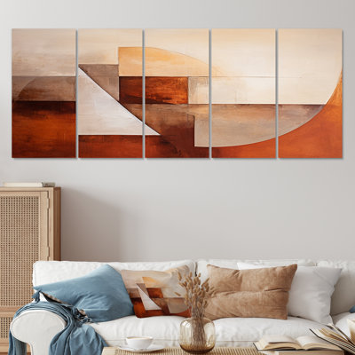 «Elemental Brown Triangle - Abstract Collages», art mural 5 pièces