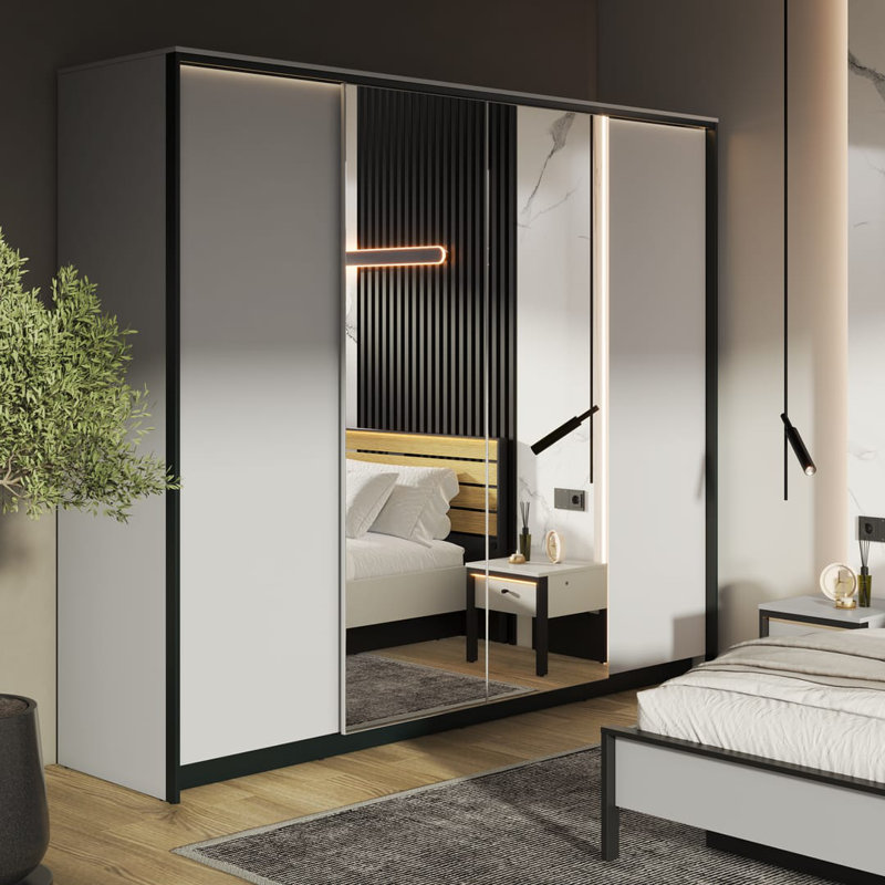 Michaeal 4 Door Manufactured Wood Wardrobe