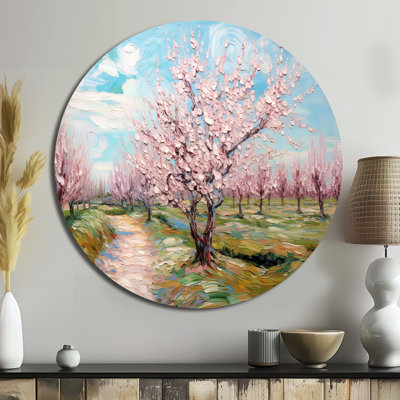 Vangogh, cerisiers en fleurs - paysages d'art rond en métal