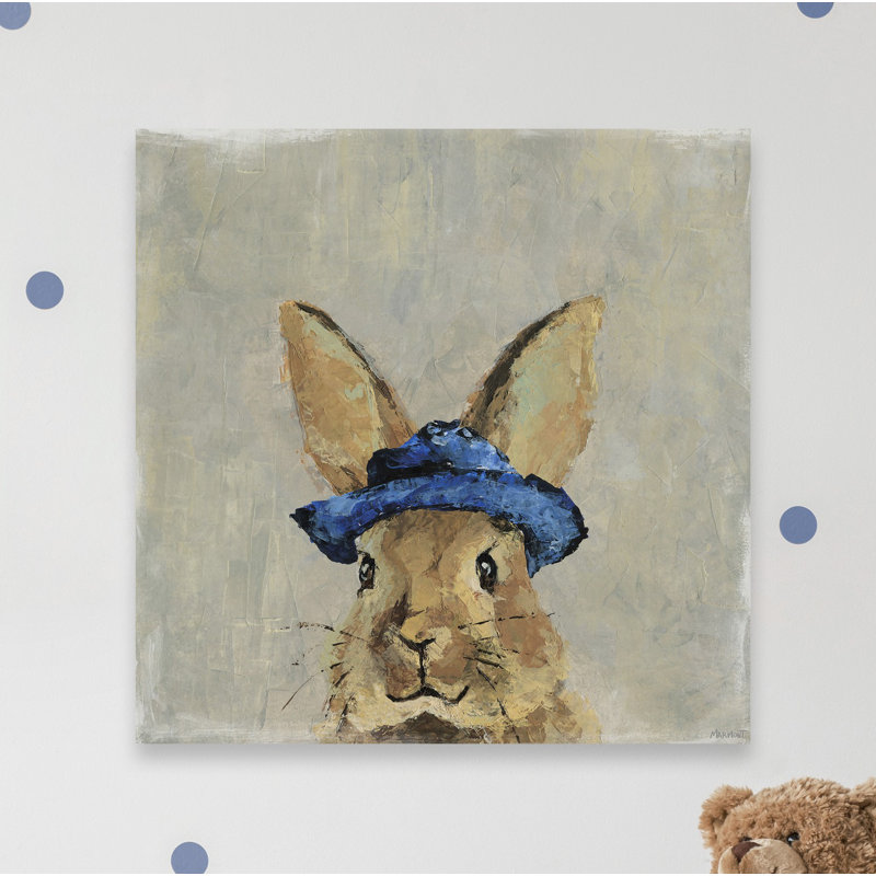 Reproduction de lapin hippie sur toile tendue, H 18 po x l 18 po x 1,5 po