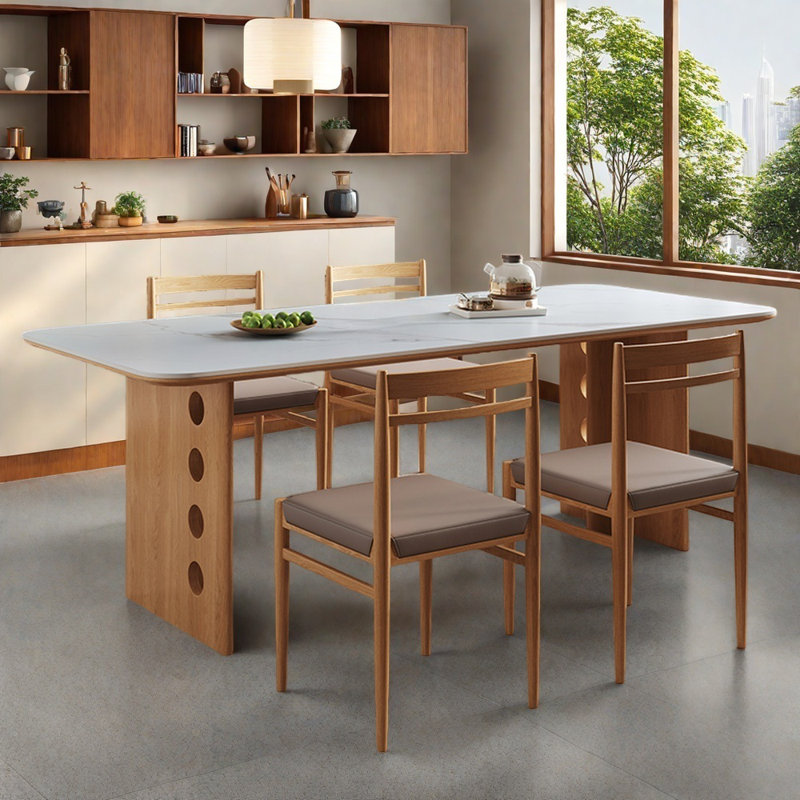 Rectangular solid wood rock table set for home use, 29.52"H x 62.99"L x 31.49"W