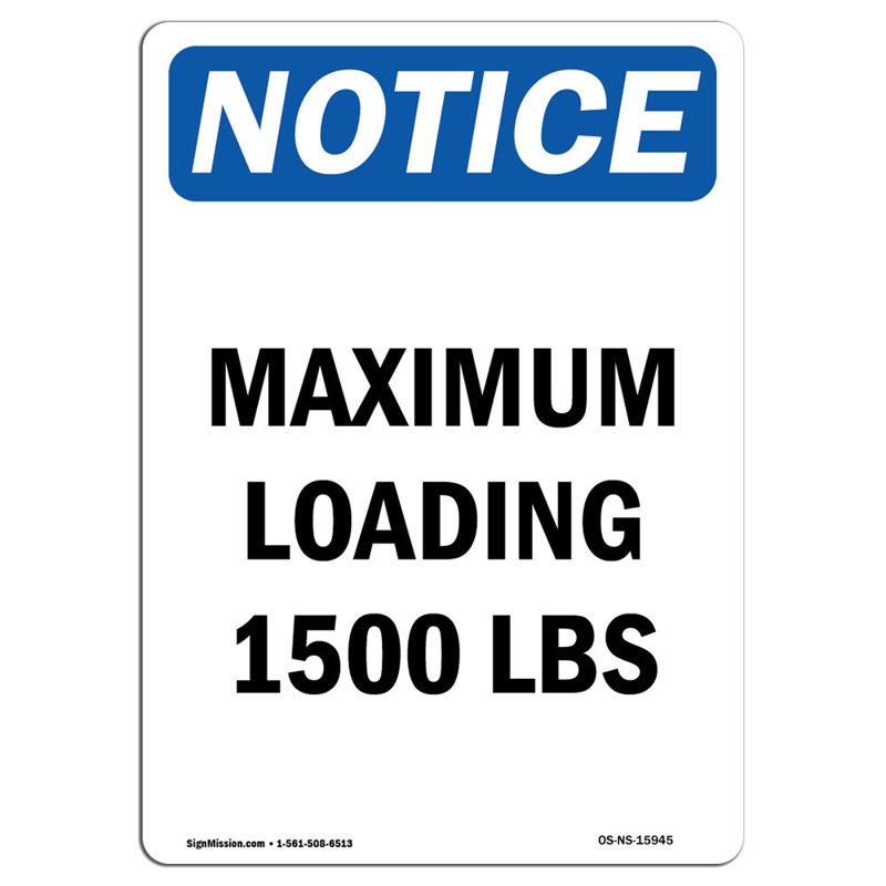 Enseigne de chargement maximum 1500 lb