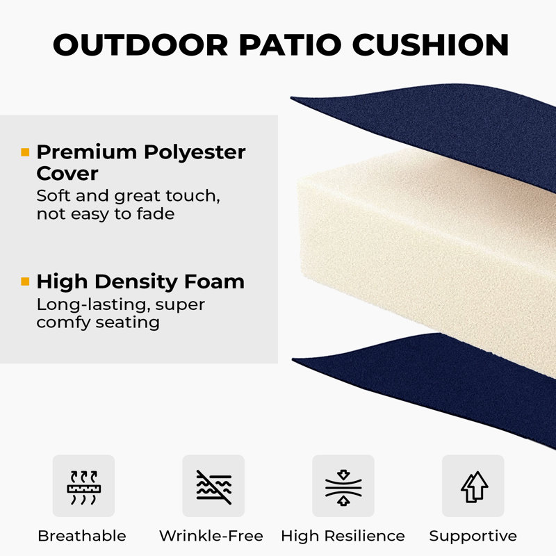 Water-Resistant Floral Outdoor Seat Cushions, 3'' Thick, Multi-Colore Green
