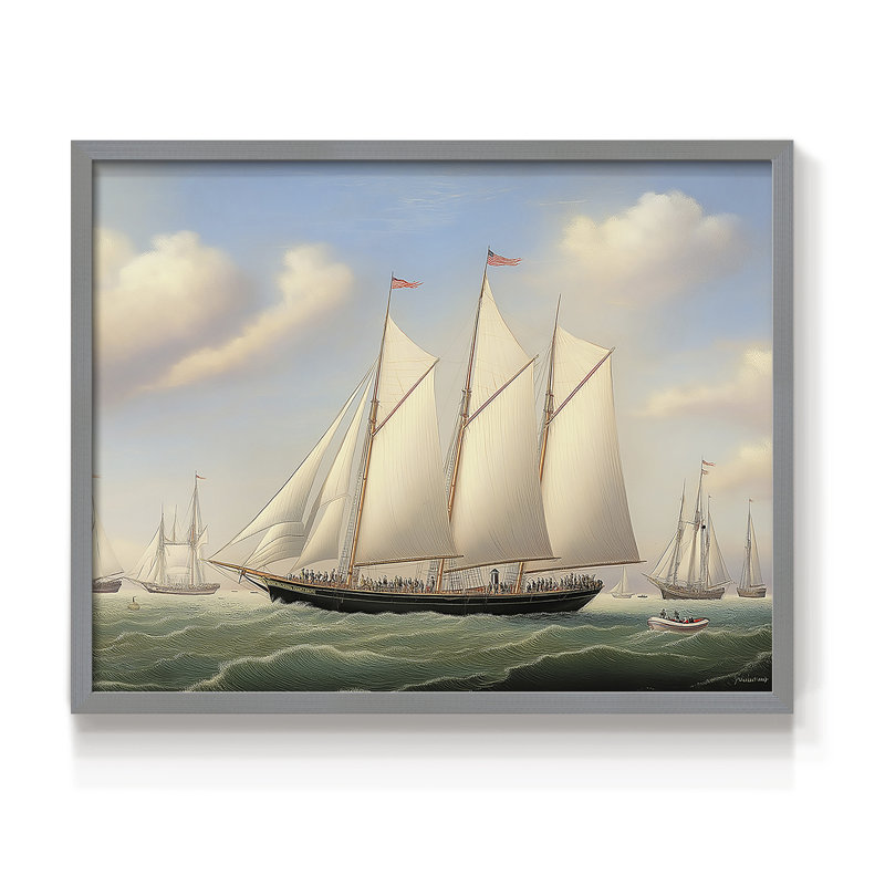 Nautical Series-LXXXIII -Framed Print - Restickable, H 8 po x l 10 po, Gris