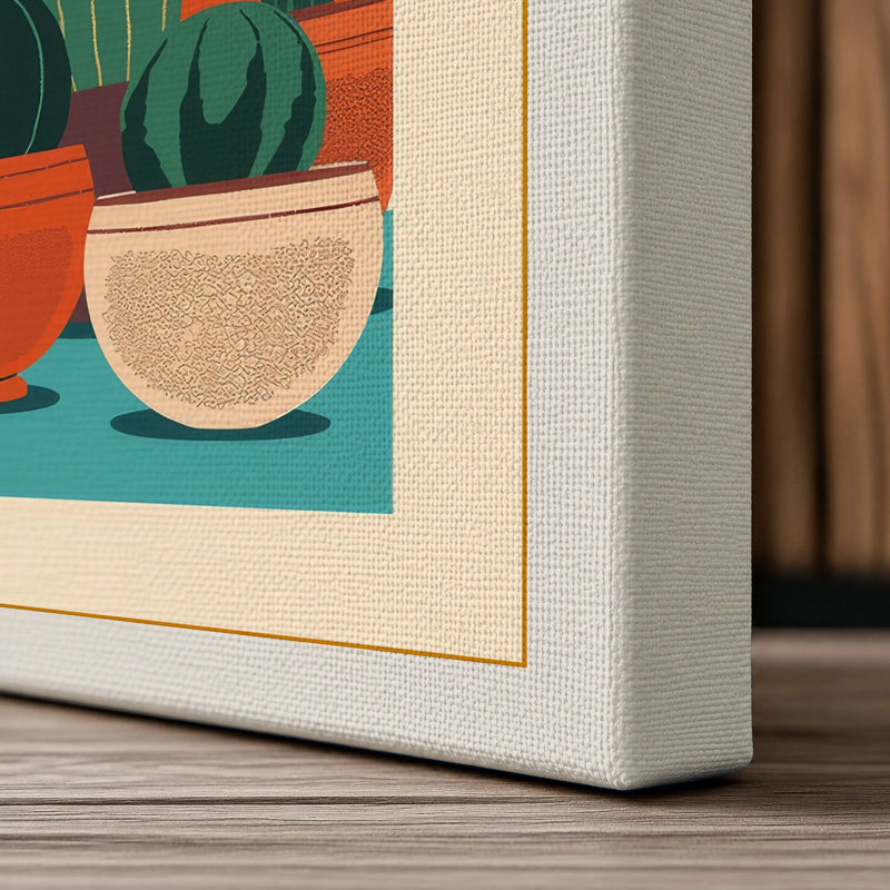 Desert Garden Mid-Century - Wrapped Canvas, 18x12 - 45.7 x 30.5 cm, Cream Border