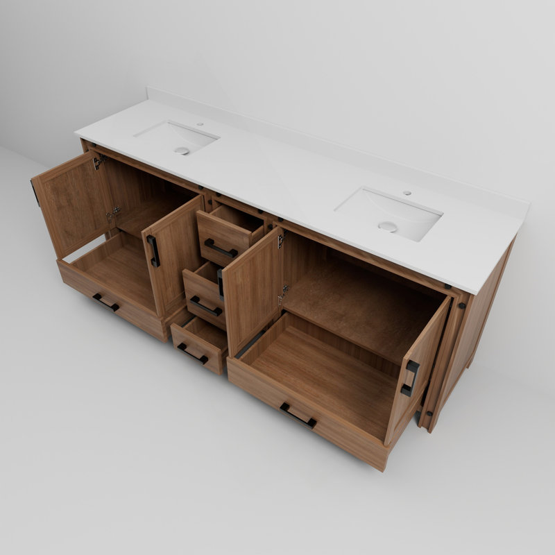 Meuble-lavabo double 84 po Rustwood X P 22 po D, avec plateau en marbre de culture