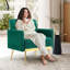 Fauteuil capitonné Velet avec pieds en métal doré-5639839