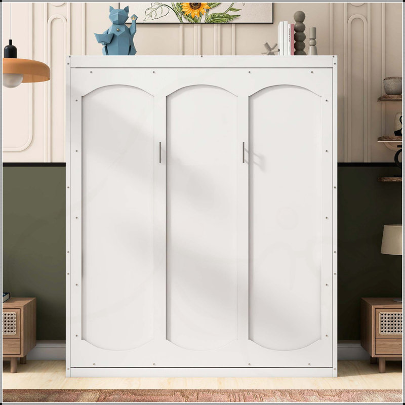 Lit escamotable mural avec tablettes Murphy, Blanc, Grand