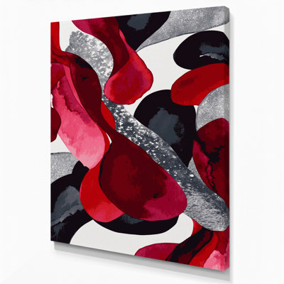 Abstrait aquarelle 29, art mural sur toile rouge