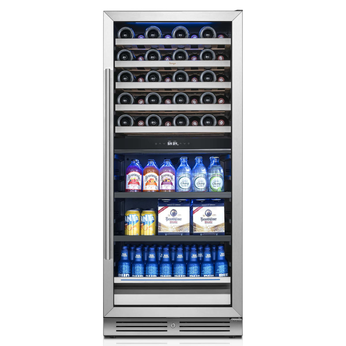 YEEGO Dual Zone 23.4" 40 Bottles and 112 Cans Wine and Beverage Refrigerator Freestanding/Build-in Cooler | Fridge.com