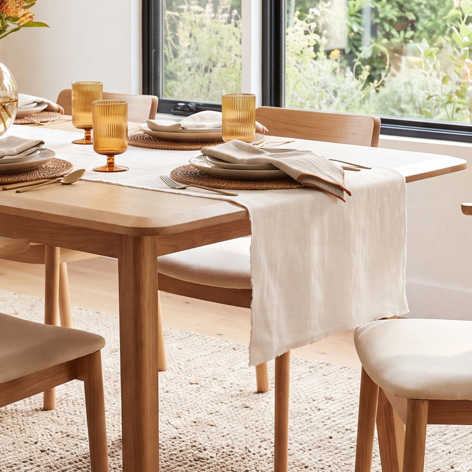 Zadia 72" Linen Table Runnner, Ivory