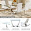Ensemble de table de salle à manger en verre avec chaises rembourrées en polyuréthane 4/6, base en forme de corne pour la cuisine moderne-828924483-828924485-828924542