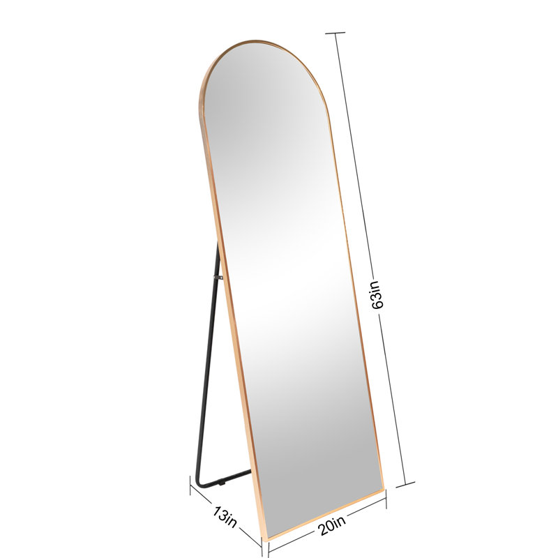Metal Flat Mirror, 62.37" x 19.37", Gold