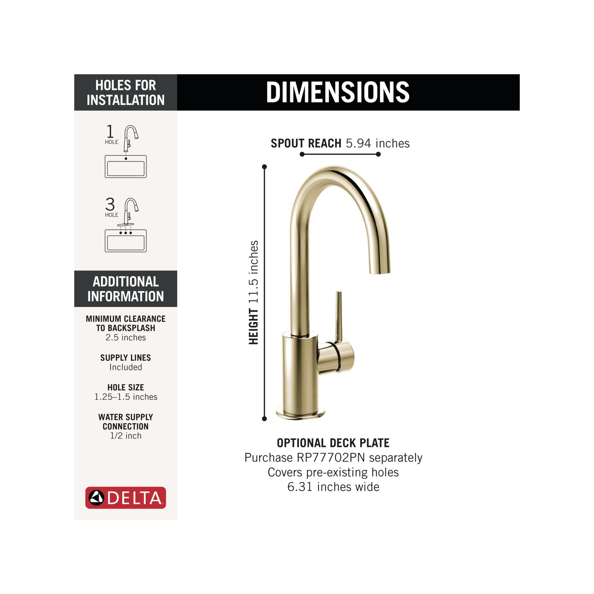 Trinsic Swivel Bar Faucet, Single Handle Prep Sink Faucet, Polished Nickel