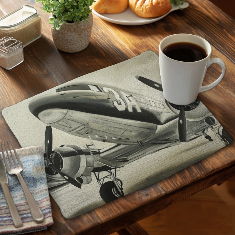 Napperons Vintage en polyester tressé avion (ensemble de 4)