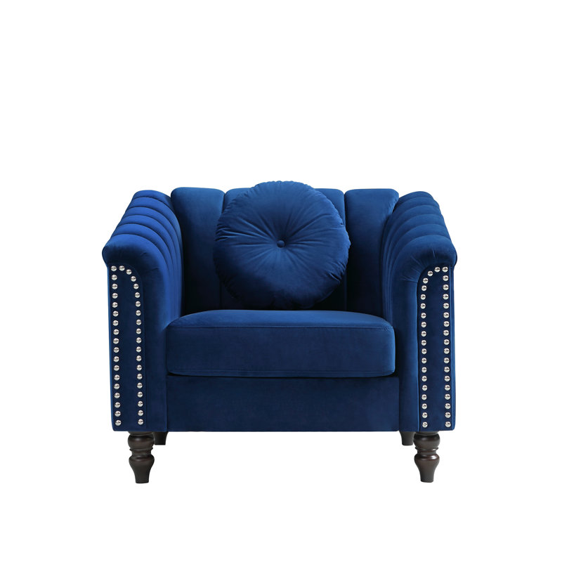 Labryant Black Microfiber Living Room Chair, Blue Microfiber / Microsuede