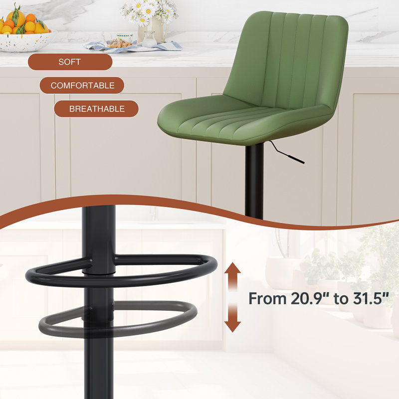 Tabouret de comptoir à hauteur réglable (ensemble de 2), Vert