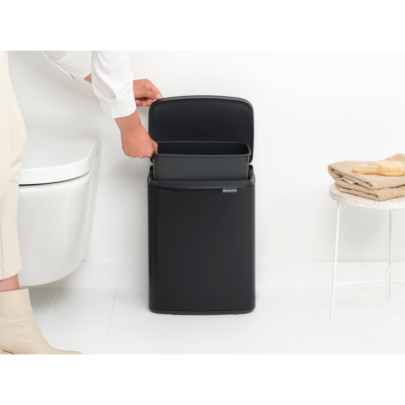 Brabantia Bo Trash Can, 1.1 Gallon (4 Litre), Matte Black, 3.2 Gallon