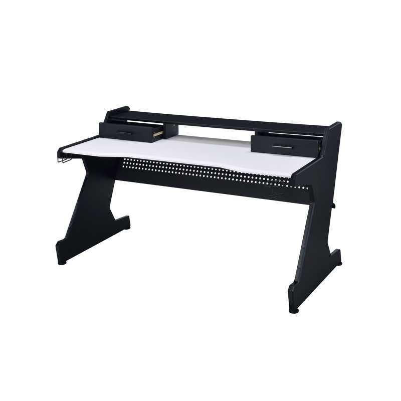 Bureau de jeu Bigga noir et blanc (sans la chaise de bureau)
