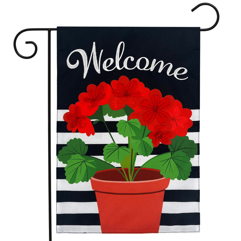 Potted Red Geraniums Garden Flag