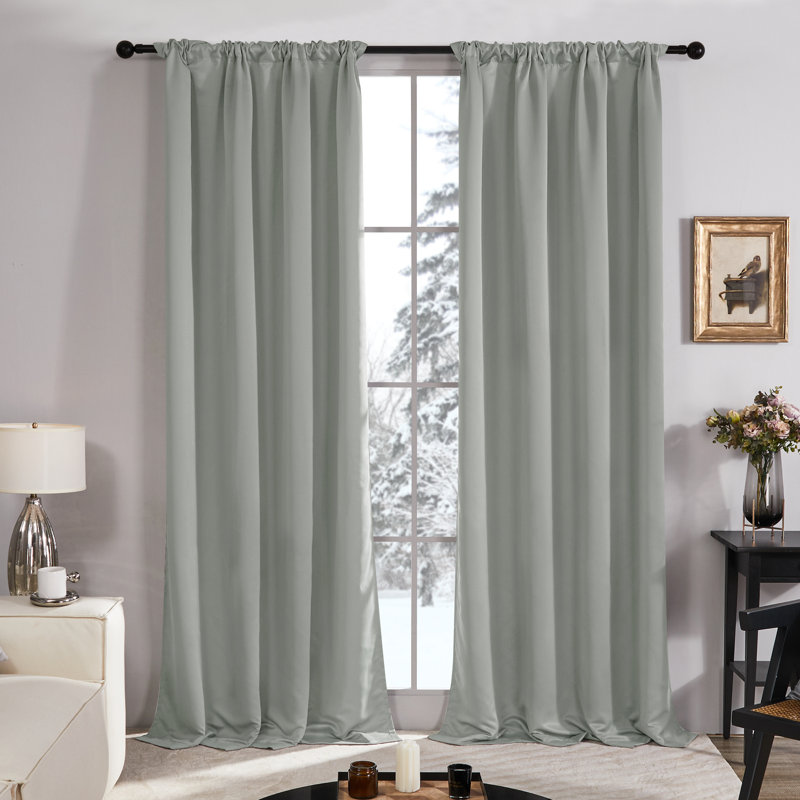 Andrijana Blackout Curtain Pair, Gray, 52" W x 95" L