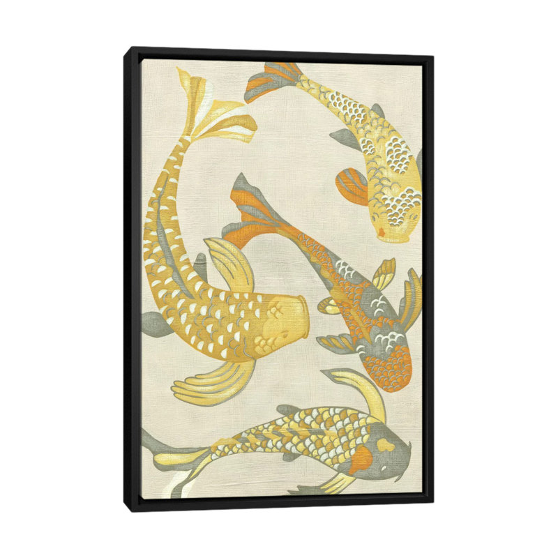 « golden koi i », impression sur toile, H 26 po x l 18 po x P 1,5 po, Toile avec cadre noir, Pas de tapis