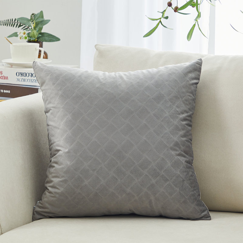 Coussin Velvet Checkered, Gris