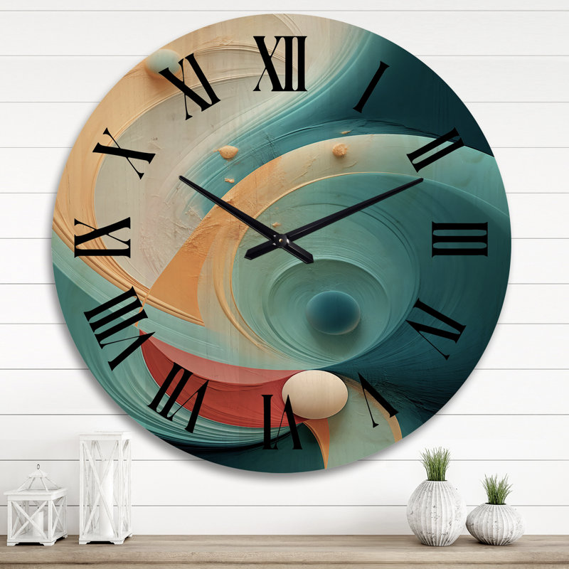 Horloge murale Contemplating Divinity Turquoise, Très grand