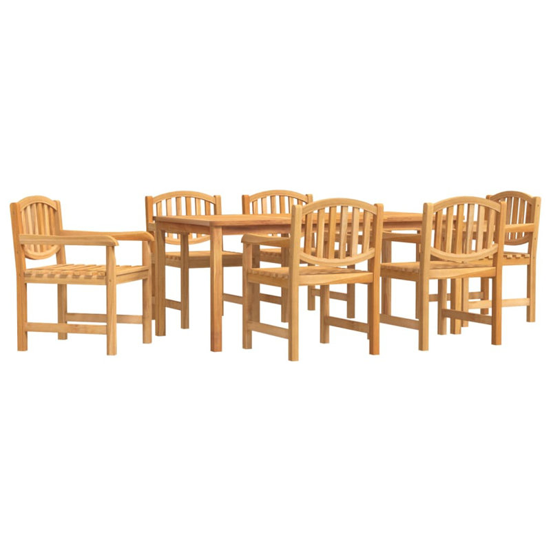 Gitane 6 - Person Teak Patio Dining Set with Rectangular Table, 77cm H x 180cm L x 90cm W