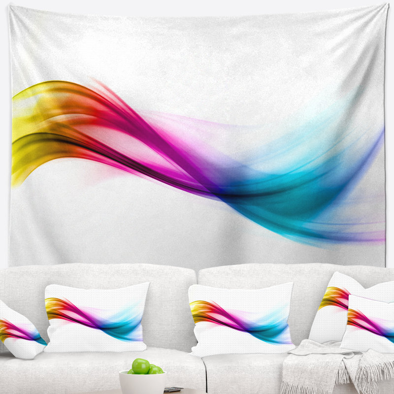 Tapisserie arc-en-ciel à motif abstrait, H 50 po x l 60 po