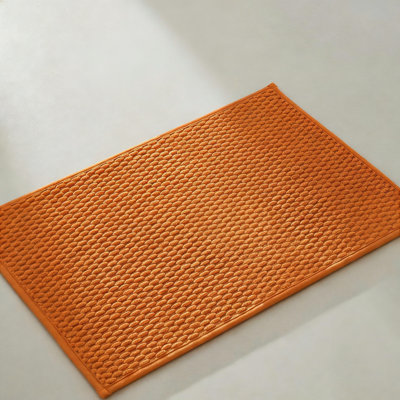 Tapis de bain antidérapant, séchage rapide, velours ultra absorbant, orange, 16 po x 24 po