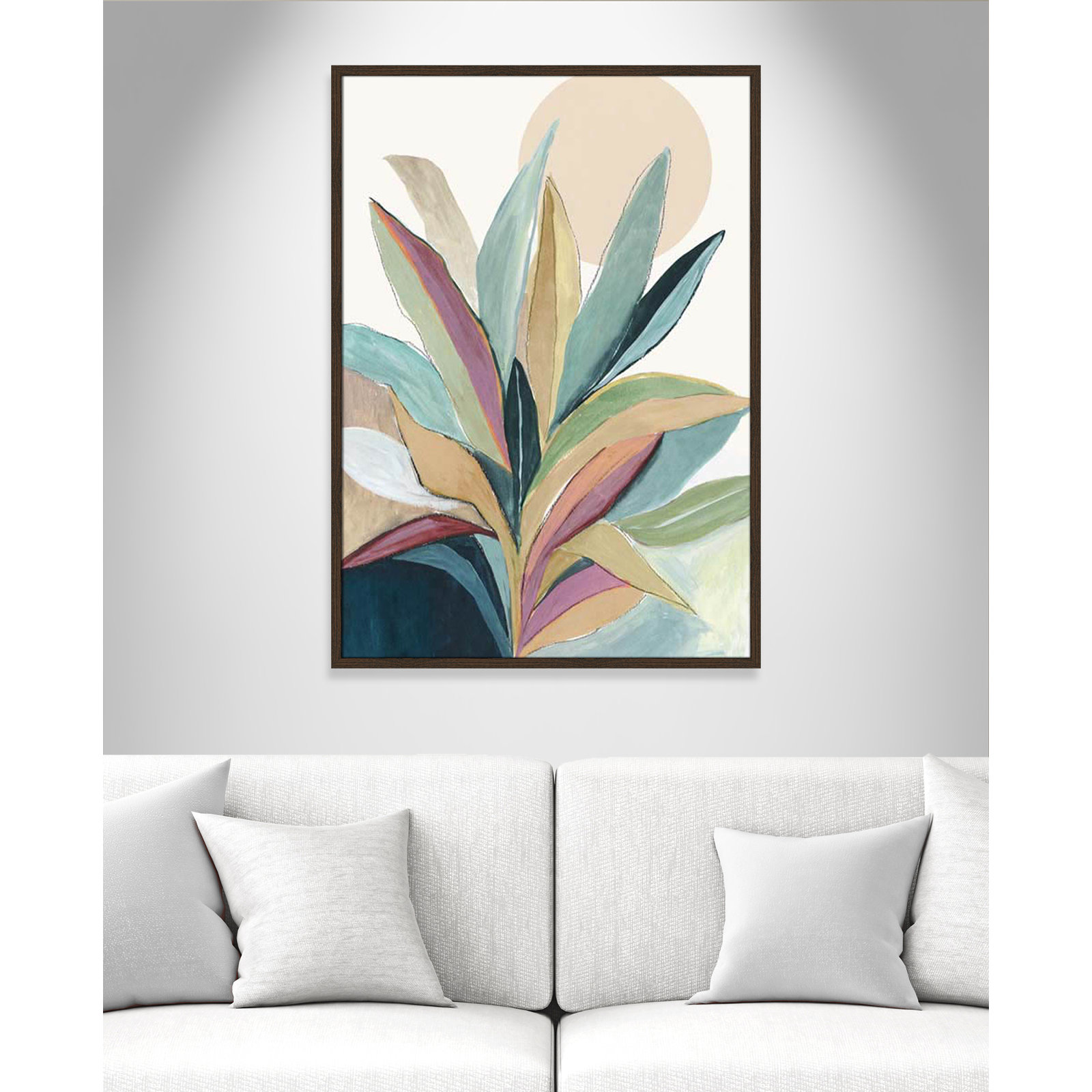 Sunny Bright Leaves I by Asia Jensen, Walnut Slim Unmatted Picture Framed, 41.5" H x 29.5" W x 0.75" D