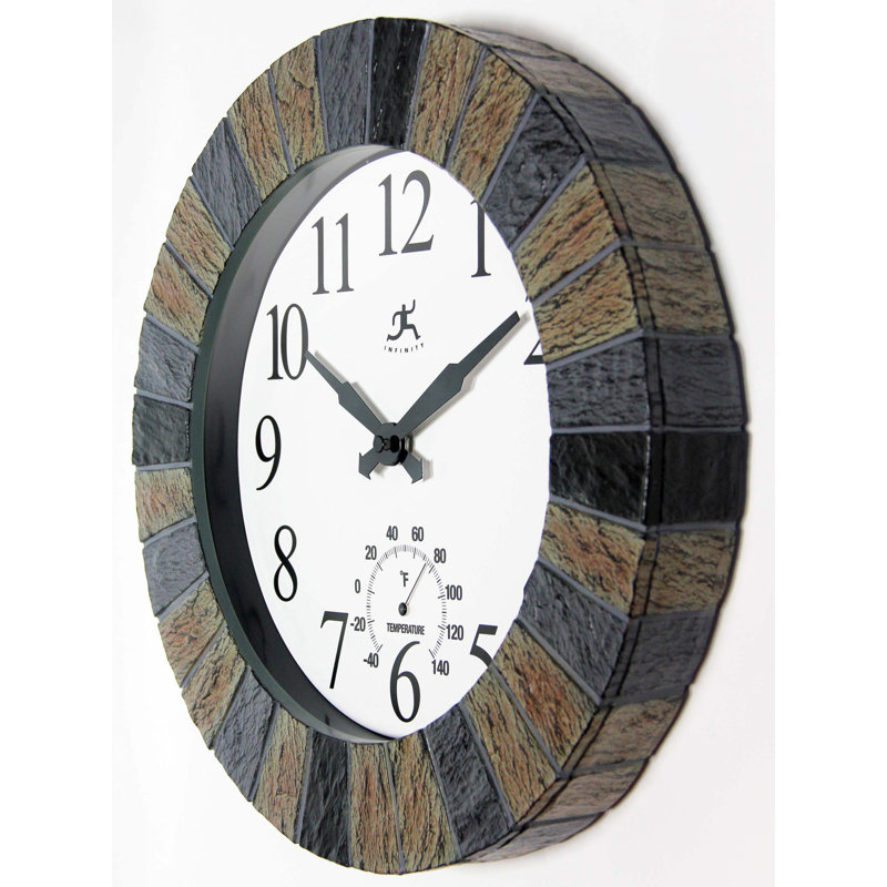 Outdoor Round Polyresin Wall Clock 13 Inches - Multi-Color