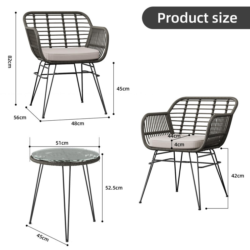 Patio Dining Set with, Gray, Beige