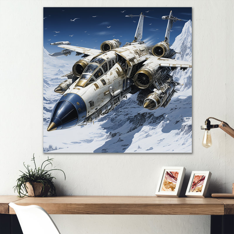 Avion militaire au combat - impression d'art mural militaire, Toile tendue, H 36 po x l 36 po x P 1,5 po