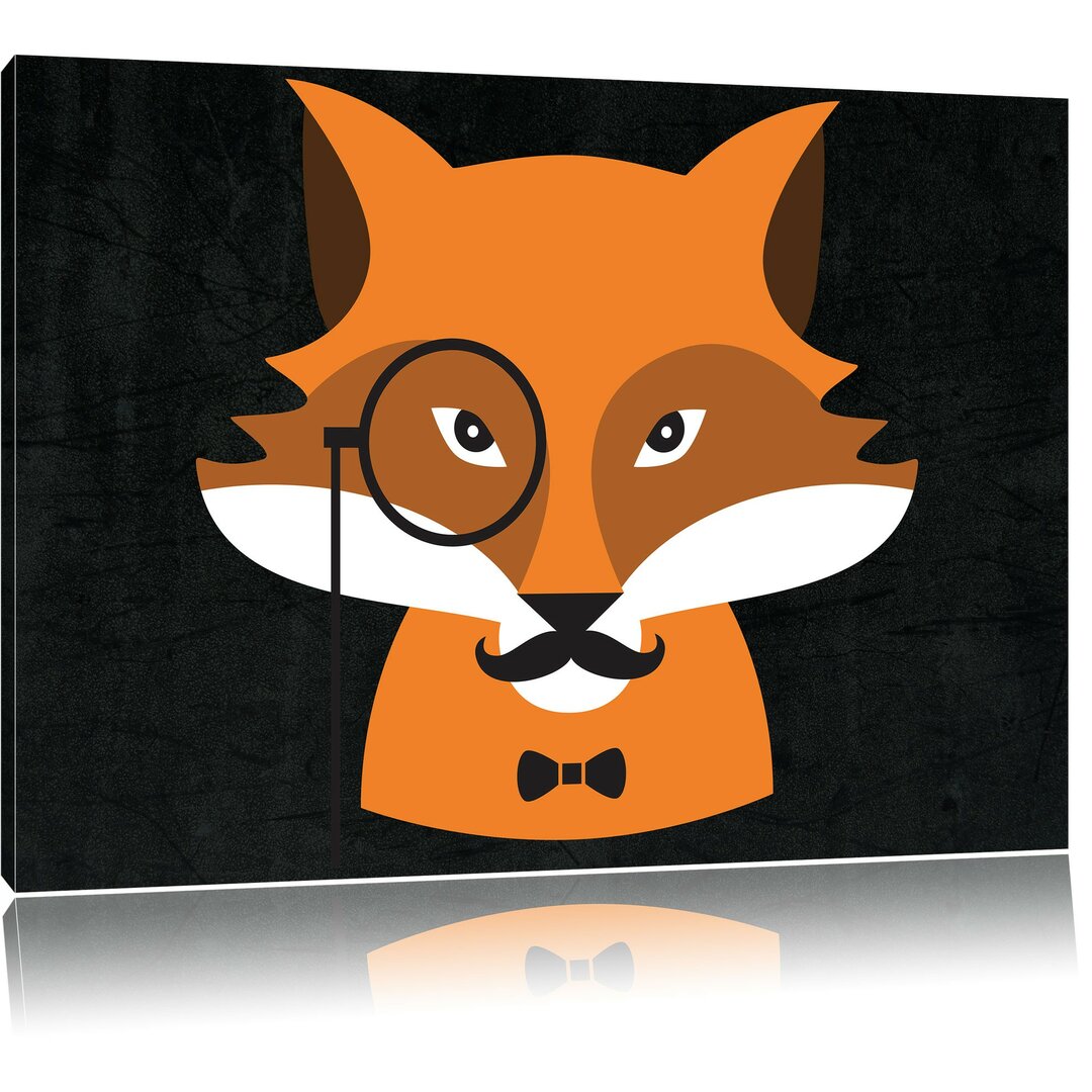 Leinwandbild Hipster Fuchs in Orange/Schwarz