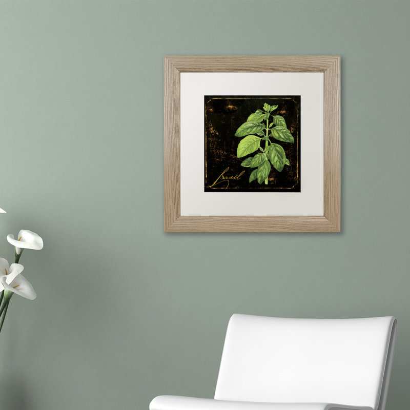 Jadaya Black Gold Herbs IV - cadre photo, impression sur toile, Blanc, H 16 po x l 16 po x P 0,5 po, Cadre noir