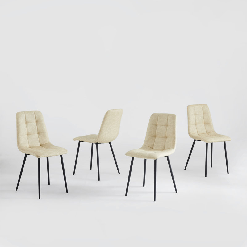 Boulat 19'' H Faux Leather Upholstered Metal Side Chair, Cream