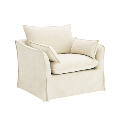 Chaise de bar en lin beige - siège à ressorts ensachés, structure intérieure en bois, conception haute, pieds en K, densité de mousse D16 / D24 / D25, fauteuil pliant avec capacité de poids de 220 lb avec coussins pliables, charge