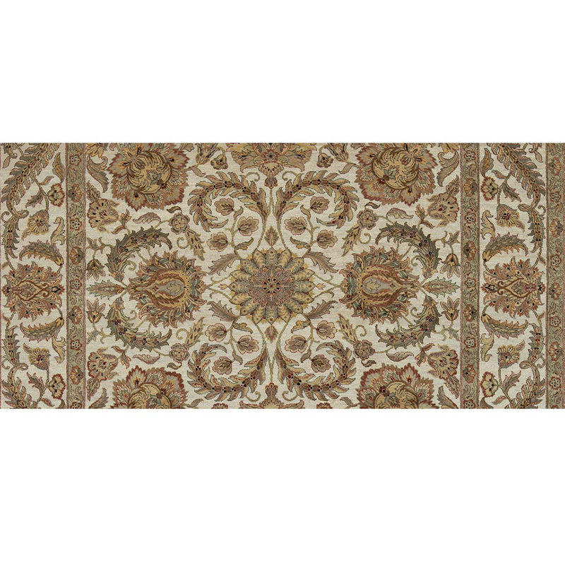 Tapis ivoire / brun noué à la main