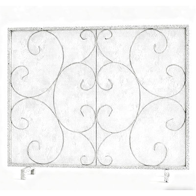 Single Panel Decorative Fireplace Screen Stand Alone Cover Handcrafted Durable Metal Mesh, Heat-Resistant Free Standing Fire Spark Guard Mesh 37.8" L X 8.8" W X 30.7" H Pewter