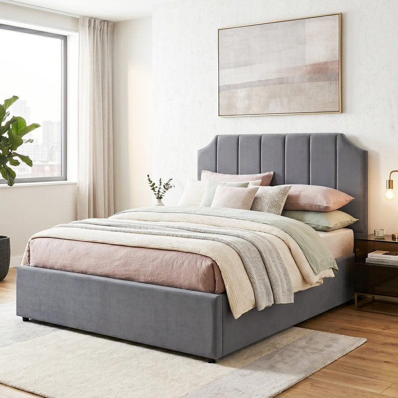 Conwy Upholstered Double (4'6) Bed, Grey