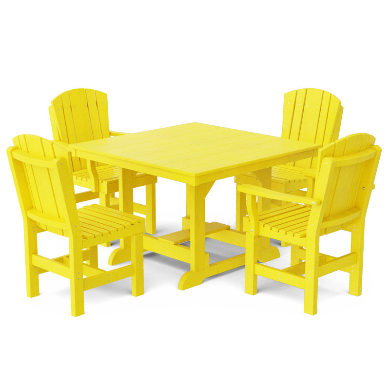 Heritage 5-Piece 44" x 44" Dining Set, Lemon Yellow