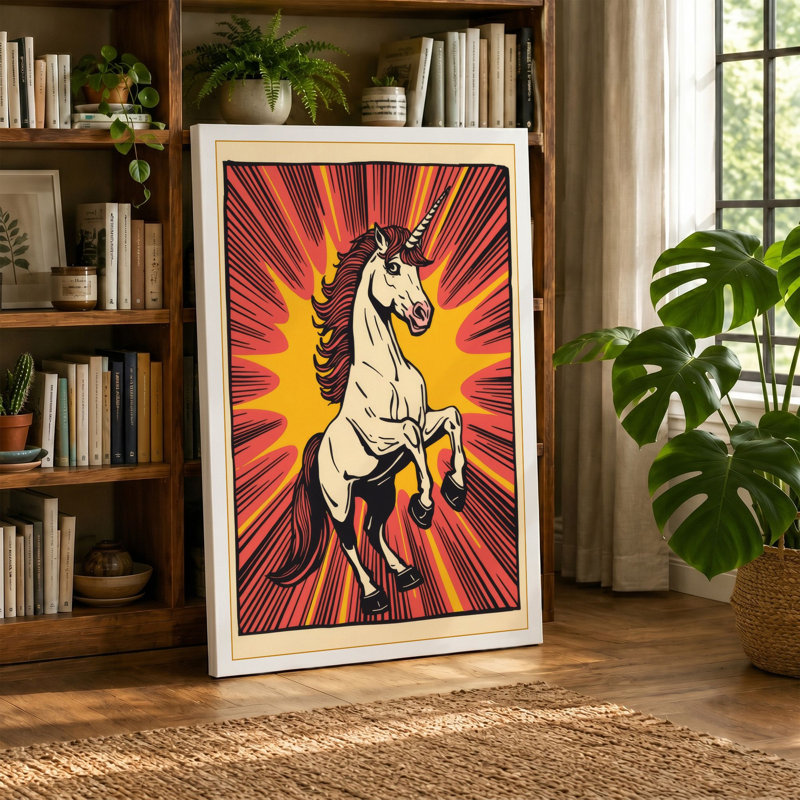 Radiant Horse Retro - Wrapped Canvas, 18x12 - 45.7 x 30.5 cm, Taupe Border