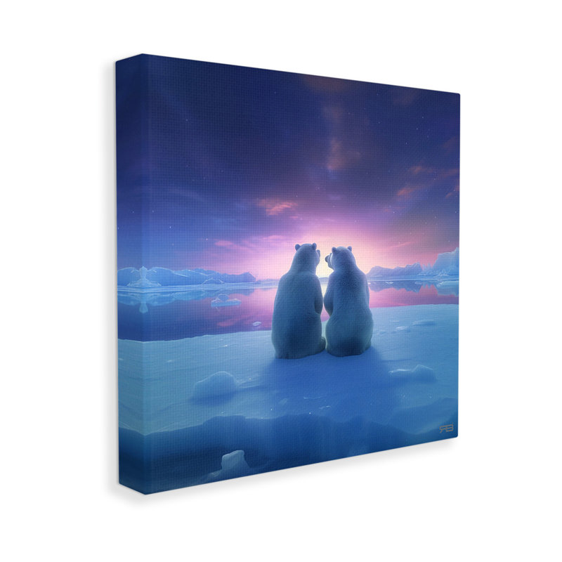 " Polar Bears At Sunset " by RB, 36" H x 36" W