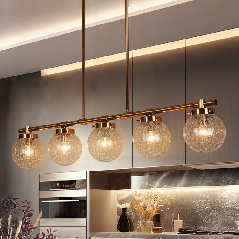 Luminaire suspendu linéaire à 5 lumières à intensité variable H 38 "Hampson