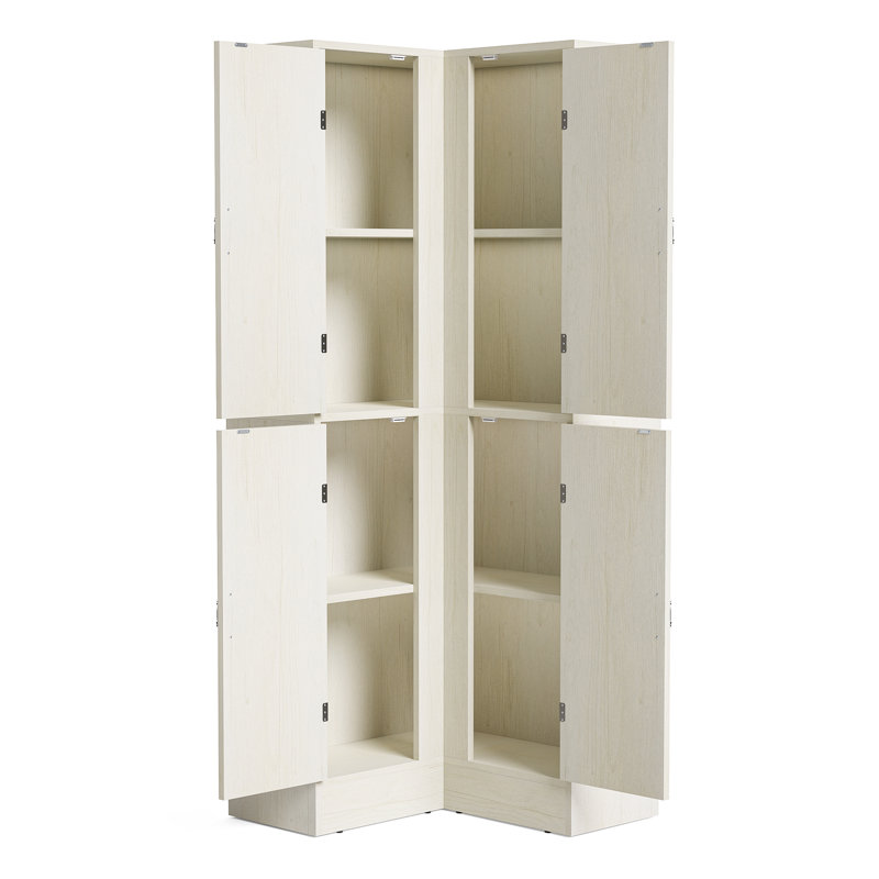 Bibliothèque de coin en L 69 po avec portes