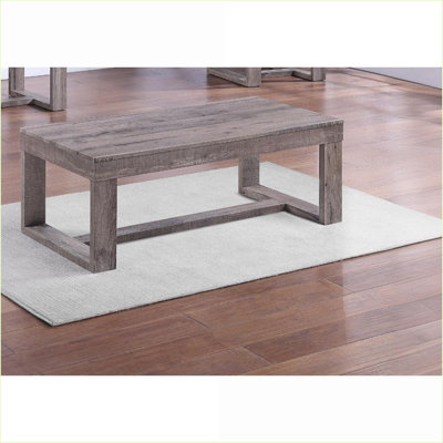 Rustic Brown Contemporary Living Room Coffee Table, Rectangular Top, Sturdy Double Pedestal, Easy Assembly